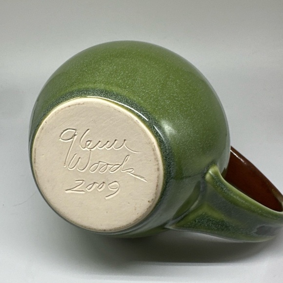 Art Pottery Pitcher Green & Brown‎ Ewer By Glenn Woods “The Pottery Boys” 2009 - Picture 6 of 9